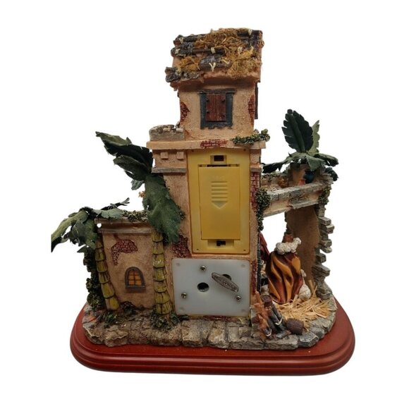 Nativity Scene W/Hand-Painted Figures Palm Trees On Oval Wood Base.Heritage Hous - Picture 5 of 6